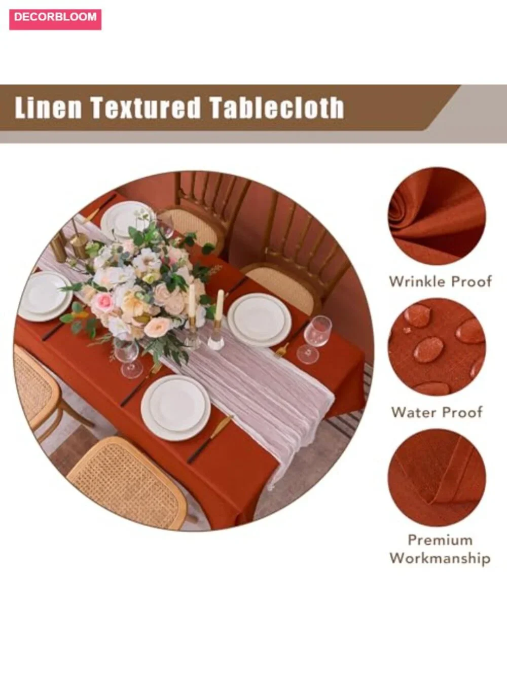 2 Pack Faux Linen Rectangle Tablecloths 54x78 Inch